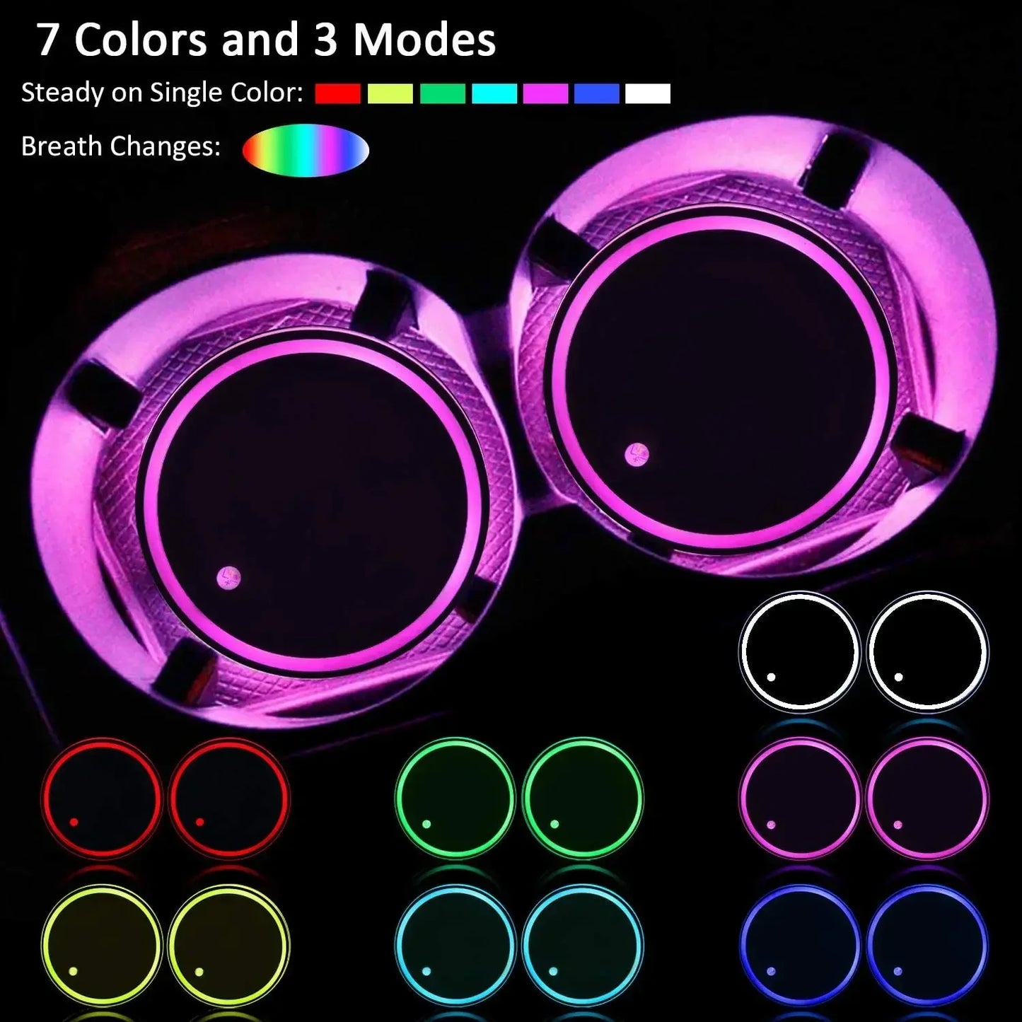 ✨ LumiDisc – The Ultimate 7-Color LED Car Coasters, Brighten Your Ride✨